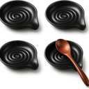 Nuogo 4 Pack Christmas Ceramic Spoon Rest for Stove Top, 6.1" Large Spoon Holder, Gift for Christmas Kitchen Counter Decor, Heat-resistant Cooking Utensil Holder, Coffee Spoons Rest