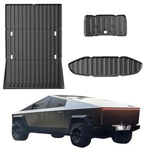 INAGOTAR 3PCS Trunk Bed Mat for Tesla Cybertruck Accessories, All-Weather Anti-Slip Cargo Liners for 2024 Cybertruck(Truck Bed Mat+Lower Mat+Frunk Mat)