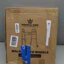 Medical king Walkers for Seniors Aluminum Lightweight Walker with Wheels, Adjustable Width and Height, Folding Walker for Elderly, Handicapped, Disabled 2 Wheels in Front