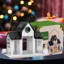 Solar Bird Feeders House for Outdoors Hanging, 7LBS Large Capacity Metal Wild Bird Feeder Squirrel Proof for Outside with Water Cup, Cardinal Birdfeeder Birdhouses Gift for Bird Lovers (White)