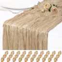10 Pack Beige Cheesecloth Table Runner 17x108 Inch Semi Sheer Boho Rustic Gauze Cheese Cloth Table Runners for Wedding Party Birthday Baby Shower Home Dcor