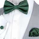 Alizeal Mens Tuxedo Bow Tie, Hanky and Cufflinks Set (#1-178-dark Green)