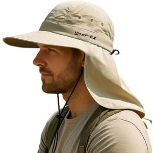 TOP-EX UPF 50+ Cooling Wide Brim Sun Hat for Men with Neck Flap, Packable (XL)