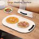 Electric Warming Mat for Food,23"*16" Warming Tray with 7 Adjustable Temp, 10s Fast Heating, 4 Timer Settings, Child Lock, Portable Silicone Heating Tray for Gatherings, Parties, Home Daily Use, Beige