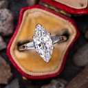DCFSHEE Classic Platinum Plated Marquise Cut and Baguette CZ Cubic Zirconia Engagement Ring 3-Stone Wedding Promise Rings for Her (US Size 6)