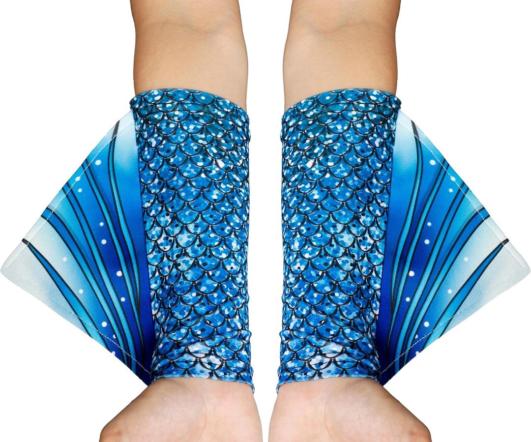 color cosplayer Mermaid Gloves Fish Scale Arm Sleeves Print Fin Halloween Costume Accessories for Women and Girls