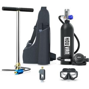 H400 Mini Scuba Tank 1.0L Scuba Tank Up to 20 Minutes Underwater Breathing Portable Diving Tank with On-Off Valve Reusable Pony Bottle for Underwater Exploration Emergency/Recreation