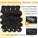 14A Raw Human Hair Bundles 18 20 22 24 Inch Body Wave 100% Unprocessed Brazilian Virgin Hair 4 Bundles Human Hair Extensions Quick Weave No Tangle Shedding Silky Soft Natural Black