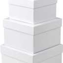 Square Gift Boxes with Lids Set of 4 White Gift Box Assorted Sizes Nesting Gift Boxes for Presents Birthday Bridesmaid Wedding Valentines Christmas Party Favor Boxes (4 Piece Assortment, Color #02)