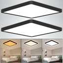 LED Ceiling Light 2 Pack, Color Temperature Switchable 36W Square Ceiling Mount Light Fixture (Black, 12 inches)
