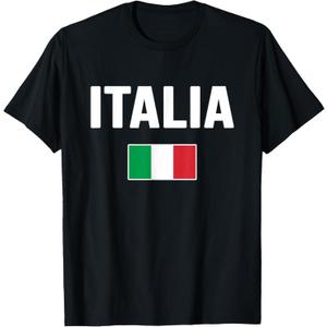 Italy Italian Flag Italia Souvenir T-Shirt (Small, Black)
