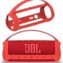 JCHPINE Silicone Cover Case for JBL Flip 6 Portable Bluetooth Speaker, Protective Carrying Holder for JBL Flip 6 Speaker Accessories (Red Case)