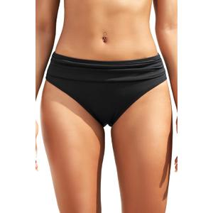 Zmart Women Full Coverage Ruched Bikini Bottoms Tummy Control Swim Bottoms Scrunch Ruffle Bathing Suit Bottom (Medium, Black)
