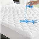 GRT Full Mattress Protector Waterproof, 100% Waterproof Quilted Fitted Mattress Pad, Noiseless Hollow Cotton Mattress Cover, fits up to 18" Deep, Dust Proof White
