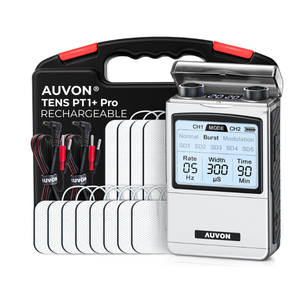 AUVON Rechargeable Digital TENS Unit Muscle Stimulator, Customizable 8-Mode | TENS Machine with 40 Levels for Gradual Neck, Shoulder, Back Pain Relief, 600 mAh Battery Life, 12 Electrodes, A Carry Case