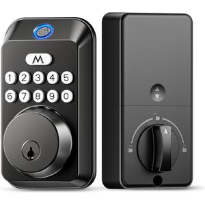 Fingerprint Door Lock - Keyless Entry Door Lock, Electronic Keypad Deadbolt, Smart Locks for Front Door - Auto Locking, Biometric,One-time Codes,Easy to Install (Matte Black)