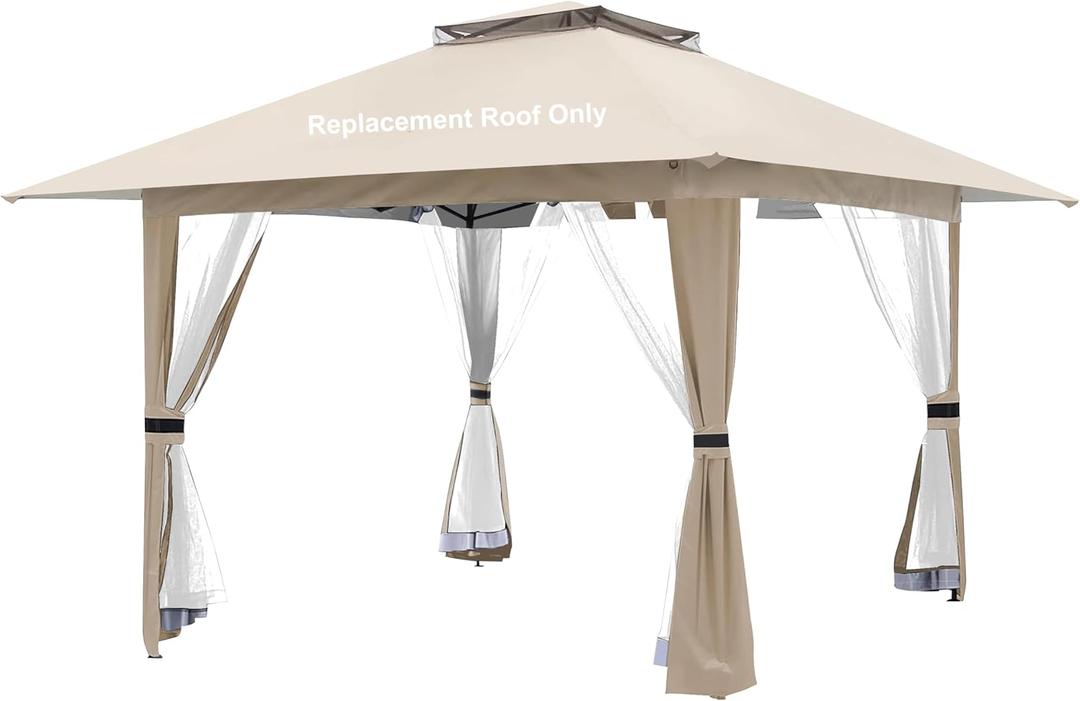gazebo canopy replacement cover . The light beige/ sand color,silver inner lining. Frame Size 11×11 ft