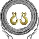 Winch Cable,Towing Cable Heavy Duty,with 2 Pick 3/8" U-clamp Slide Hooks,3/8 inch 7x19 Stranded Construction,13980 lbs Breaking Strength 100 Feet
