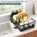 Dish Drying Rack - Rust Resistant Dish Drainer for Kitchen Counter with Drainboard & Rotating Spout, Large-Capacity Dish Rack with Removable Utensil Holder, Space-saving kitchen organizer, Black