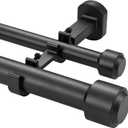 Heavy Duty Double Curtain Rods, 1 1/8IN Diameter Nonadjustable Dual Window Rods 108IN/9FT Length with Luxury Adjustable Brackets, Matte Black