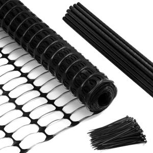 Temporary Fence Plastic Fence with Posts,40" x100' Safety Barrier for Dogs Snow Mesh Fencing with Steel Stake 4Ft Movable Portable Fencing Fence Roll 40In High for Garden Backyard Outdoor-Black