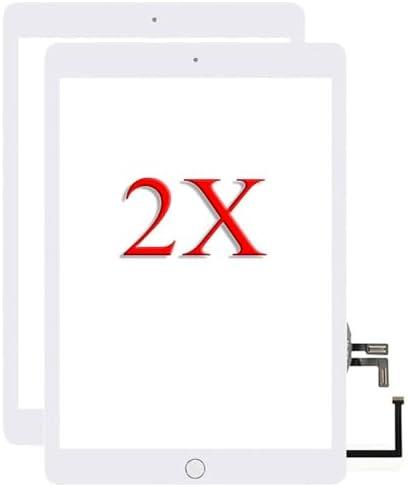 for iPad 5 5th Gen A1822 A1823 2017 Screen Replacement 2 Pack 9.7 Inch Digitizer, for iPad 5 5th Gen Touch Screen Digitizer Replacement with Home Button(White)