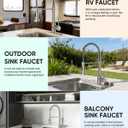 Kitchen Faucets, Brushed Nickel Kitchen Sink Faucet with Pull Down Sprayer Single Handle with Deck Plate Stainless Steel, Suitable for Farmhouse Camper Laundry Rv Bar - OWOFAN 9009SN