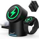 ZEEHOO 3 in 1 Charging Station for Apple Devices, Mag-Safe Charger Stand, Qi2 15W Auto-Rotating Wireless Charger for iPhone 17 16/15/14/13/12 Series& AirPods& iWatch(Black)