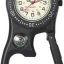 Lancardo Clip On Quartz Watch for Men and Women Glow in The Dark Backpack Buckle Belt Fob Watch for Doctors Nurses Chefs Hiking or Climbing (black case)