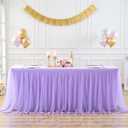 Lavender Tulle Tablecloth for 8 Foot Rectangular Table 8ft Light Purple Rectangle Table Cloth Wrinkle Free Tablecover with Tutu Skirt for Wedding Birthday Party Baby Shower Banquet Buffet Cake Event