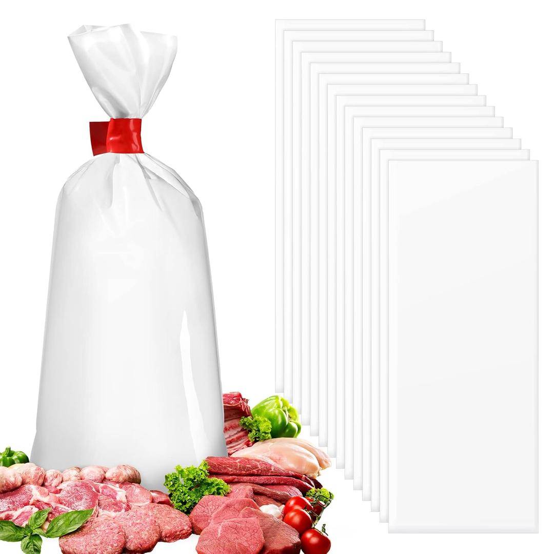 TaoBary 500 Pcs Meat Freezer Bags Wild Game Beef Freezer Bags for Packaging Meat Storage System, White(1 lb)