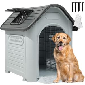 YITAHOME 39.4'' Large Dog House Outdoor Plastic Doghouse Water Resistant Pet House with Adjustable Skylight and Elevated Base for Small, Medium, and Large Dogs (39.4''L*33.5''W*37.8''H) (XXL)