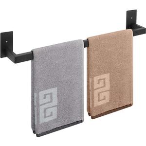 NearMoon Self Adhesive Bathroom Towel Bar, Stainless Steel Square Bath Wall Shelf Rack Hanging Towel Stick On Sticky Hanger Contemporary Style, Towel Rack Wall Mounted (24 Inch, Matte Black)