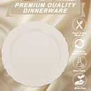 U-QE 100 Pieces Ivory Plastic Plates for Party - Ivory Disposable Plastic Plates - Heavy Duty Disposable Platos Including 50 Dinner 10.25 '' & 50 Dessert 7.5 '' for Weddings