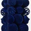 30pcs Velvet Christmas Ball Ornaments, Flocked Shatterproof Christmas Ornaments Hanging Xmas Tree Decorations Set for Home Party Holiday Decor (Multi-Size, Blue)