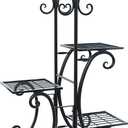 4 Tier Metal Plant Stand Indoor, Tiered Corner Plant Holders for Multiple Plants, 29 Inch Tall Flower Pot Holde Display Stand for Patio Garden Living Room Balcony Bedroom, Black