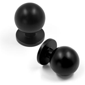 FILTA 10 Pack 1Inch(27mm) Diameter Round Solid Ball Matte Black Cabinet Knobs Drawer Pulls Cabinet Hardware for Kitchen Cabinets and Bathroom Cabinets (Single Hole Knob)