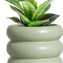 4.7 Inch Modern Plant Pot Green Ceramic Glaze Succulent Planters for Indoor Unique Pots, Planter with Drainage Holes Small Bubble Porcelain for Herb Snake Plants