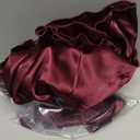 Ekouaer Women's Satin Robe Short Ruffle Hem Silky Robes Lightweight Kimono Brides Bathrobes Sleepwear S (Deep Red)