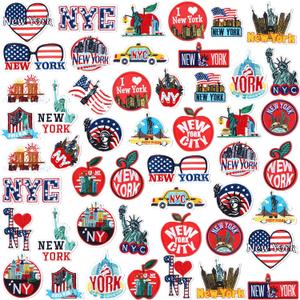 Tigeen 48 Pcs New York City Chenille Iron on Patches Bulk Embroidered Patch for Hats Clothes Sew on Applique DIY Accessory for Backpack Pants Jeans