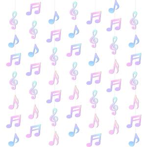 Cindeer 8 Pcs Music Notes Party Decorations Musical Birthday Hanging Decorations Music Notes Paper Garland Banner for 50s 80s Birthday Baby Shower Wedding Party Supplies Ceiling Decor(Iridescent)