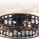 Orison 21.5'' Caged Ceiling Fan with Light, Low Profile Ceiling Fan with Light and Remote (395-Black Flush Mount)