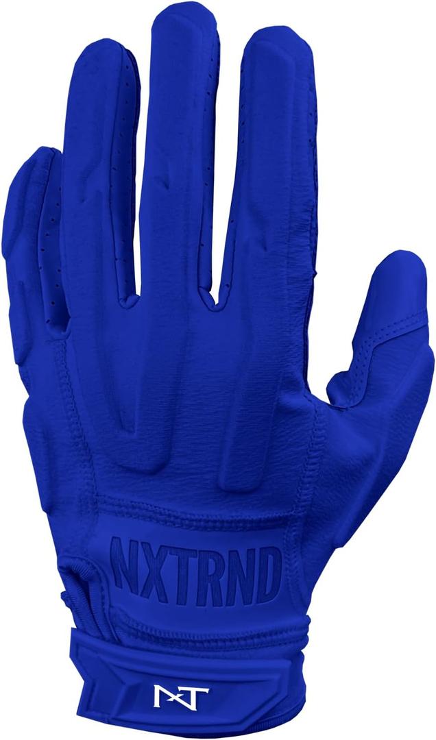 Nxtrnd G3 Pro Padded Football Gloves, Sticky Padded Receiver & Lineman Gloves (X-Large, Blue)