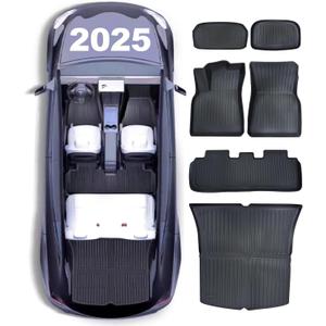 Floor Mats for 2021-2025 Tesla Model Y All Weather Floor Mats 2025, TPE Waterproof Front & Rear Row Frunk Trunk Non-Slip Mats Cargo Liner, Model Y Accessories 2025, Set of 6 (Not Fit Juniper)