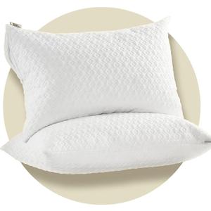 CoolShields Pillow Protector (2 Pack) Queen Waterproof Zippered Pillow Covers, Hypoallergenic, Premium Pillowcase Encasement for Better Sleep, Size: Queen - 20" x 30"