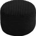 MeMoreCool Round Pouf Ottoman Foot Rest, 20x15 Inch Corduroy Pouf, Black