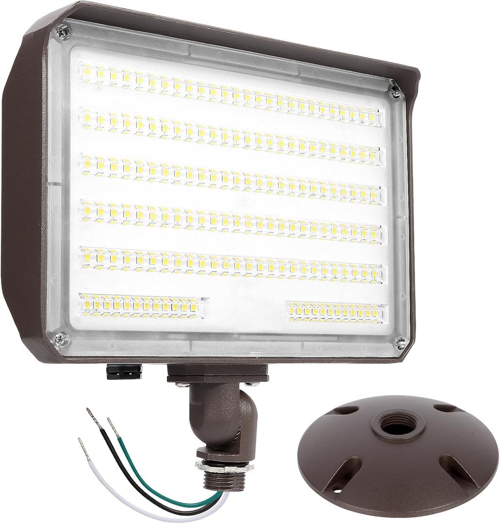 100W LED Flood Light with Knuckle, Outdoor Flood Light Dusk to Dawn Photocell 5000K 14000lm AC100-277V Equivalent 1000W, ETL Waterproof Wall Mount LED Security Lighting for Yard Entrance