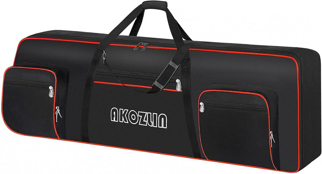 AKOZLIN 88 Key Keyboard Case, Padded Piano Bag with Handle and Adjustable Shoulder Straps, Large Portable Piano Keyboard Case, Soft Keyboard Gig Bag with Pockets for Accessories 57.5"x18"x6.75", For Full 88key-57.5"x18"x6.75"