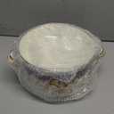 Retro Flower Enamel Stockpot with Lid,Stockpots for Cooking (Ivory-2.5QT)