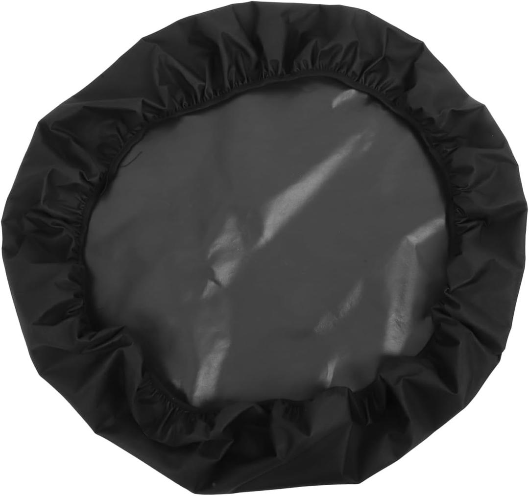 POPETPOP Heavy Duty Fire Pit Pan Cover for Round Built In Outdoor Fireplaces Oxford Fabric with Elastic Hem Weatherproof Protection Against Rain Debris and Wind Black